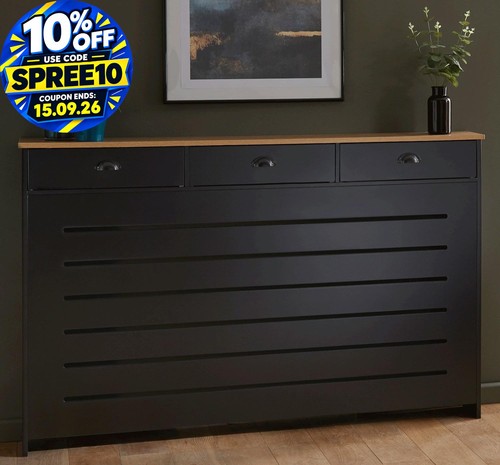 Black radiator cover cabinet - black,