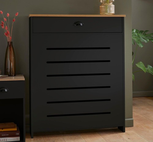 Black radiator cover cabinet - radiator,