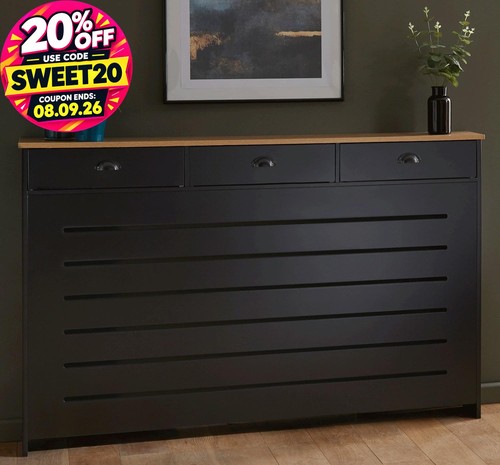 Black radiator cover cabinet - black,