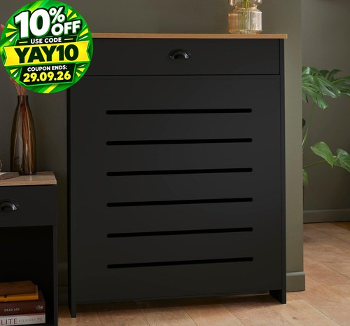 Black radiator cover cabinet - black,