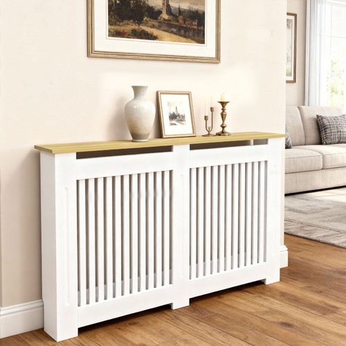 White oak radiator cover wall - white/oak,