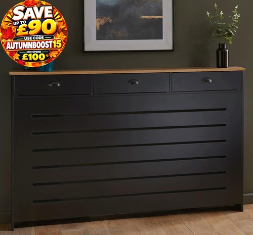Black radiator cover cabinet - black,